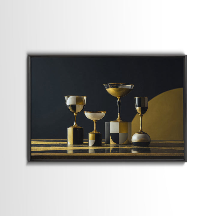 Champagne Coupe Tower Framed Canvas Print, Wedding Art, Custom Painting, Living Room Decor, Abstract Art, Romance, WED-3x2-25