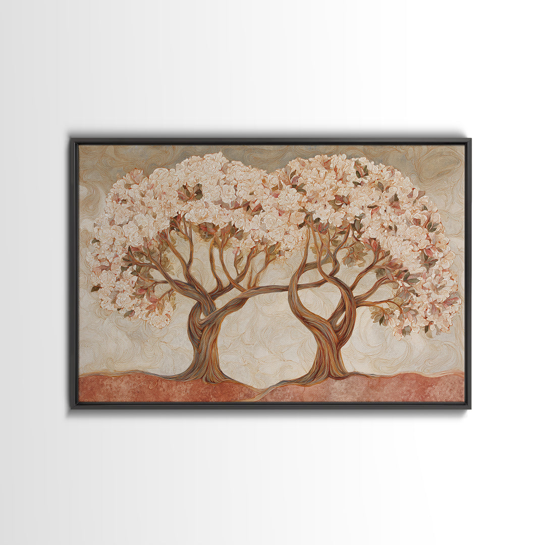 Two Intertwined Trees as Symbolic Artwork Canvas Print, Wedding Art, Wedding Guestbook, Living Room Decor, Fine Art, Romance, WED-3x2-51
