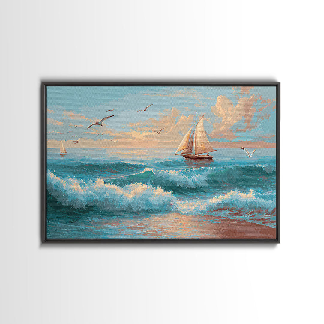 Honeymoon Coastal Sunset Canvas Print, Wedding Art, Bride and Groom, Living Room Decor, Fine Art, Romance, Neutral Decor, WED-3x2-93