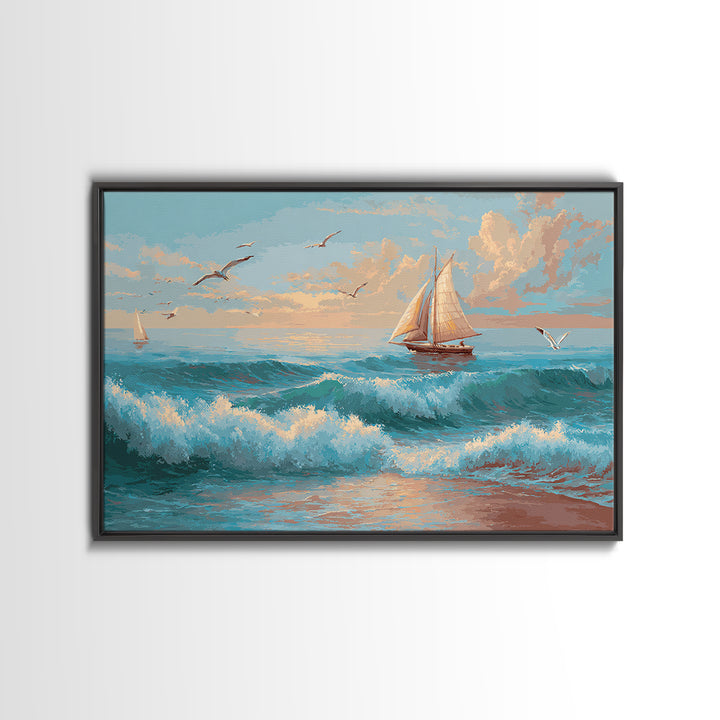 Honeymoon Coastal Sunset Canvas Print, Wedding Art, Bride and Groom, Living Room Decor, Fine Art, Romance, Neutral Decor, WED-3x2-93