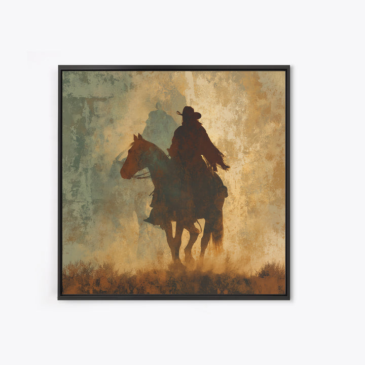 Buffalo Silhouette Beneath Enormous Sky Framed Canvas Print, Western Art, Original Art, Southwestern Decor, Fine Art, Frontier, WES-1x1-8