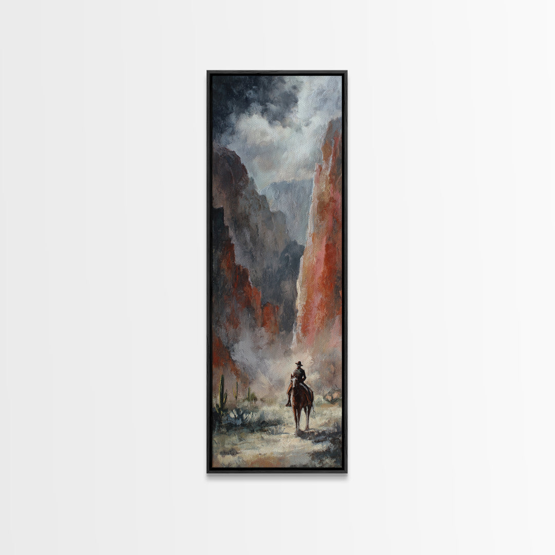 Cactus and Red Rock Canyon Landscape Canvas Print, Western Art, Art, Southwestern Decor, Fine Art, Frontier, Western Wall Art, WES-1x3-17