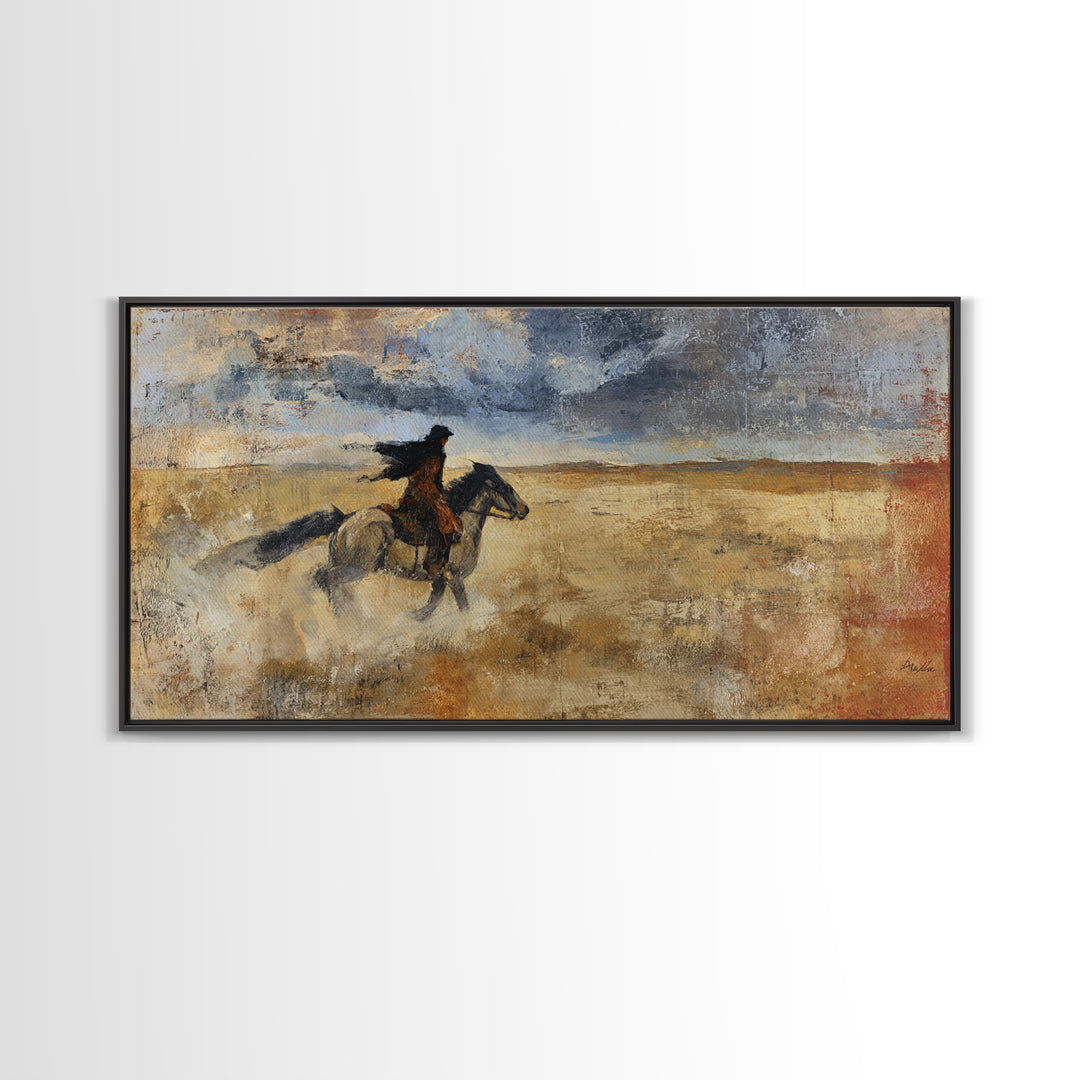Train Crossing Western Plains Framed Canvas Print, Western Art, Farmhouse Decor, Southwestern Decor, Fine Art, Frontier, WES-2x1-91