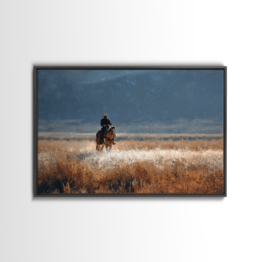 Train Crossing Western Plains Framed Canvas Print, Western Art, Farmhouse Decor, Southwestern Decor, Fine Art, Frontier, WES-3x2-99