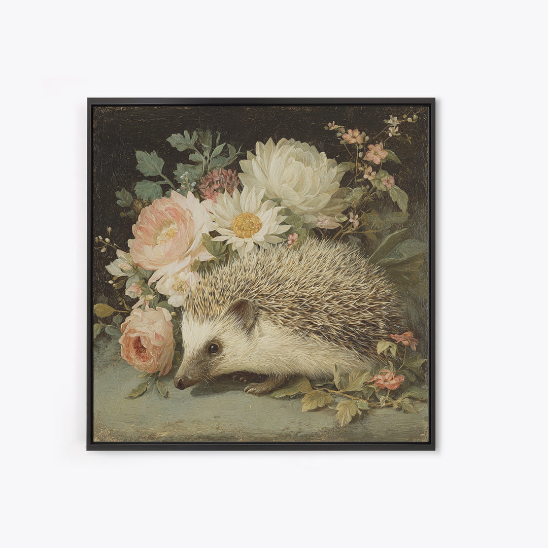 Hedgehog Carrying Wildflowers Canvas Print, Whimsical Art, Whimsical, Living Room Decor, Watercolor Art, Wonder, Nursery Art, WHI-1x1-15