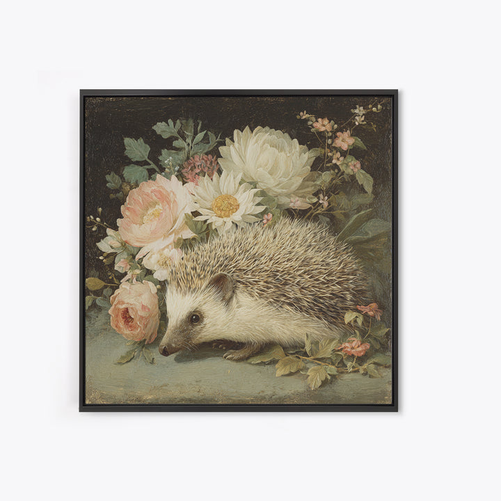 Hedgehog Carrying Wildflowers Canvas Print, Whimsical Art, Whimsical, Living Room Decor, Watercolor Art, Wonder, Nursery Art, WHI-1x1-15