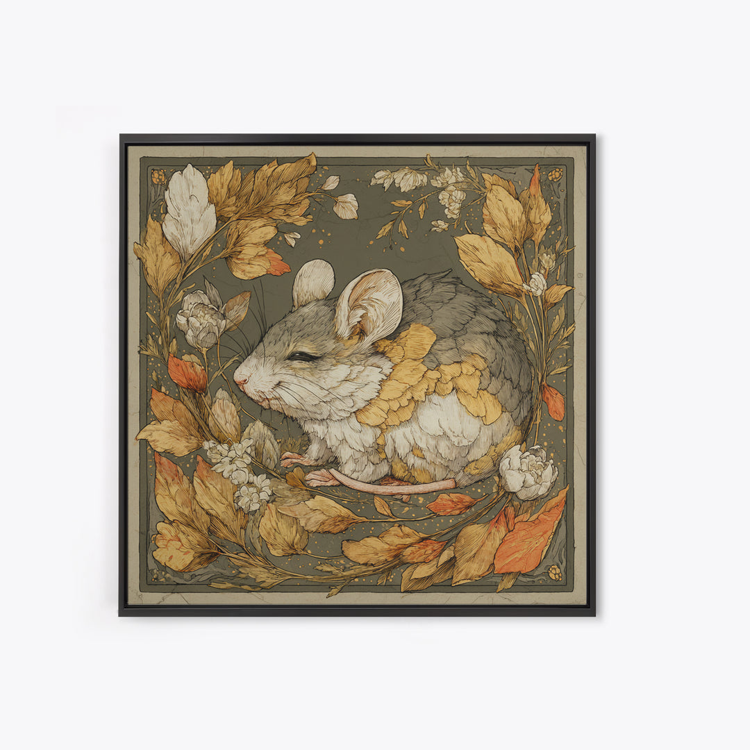 Mouse Ballerina in a Rose Garden Canvas Print, Whimsical Art, Abstract Wall Art, Living Room Decor, Watercolor Art, Wonder, WHI-1x1-35