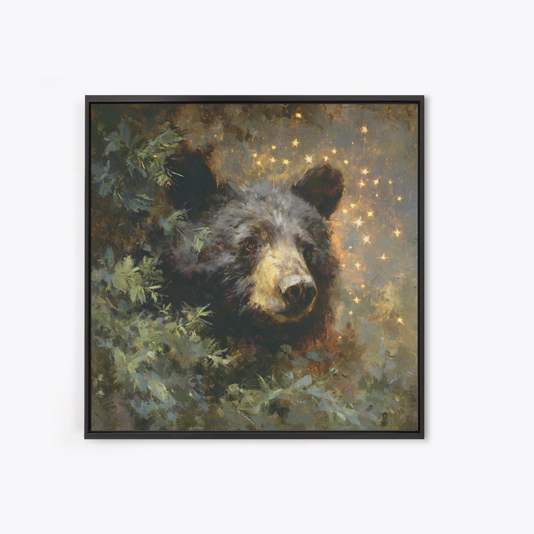 Bear Painting Stars Onto the Night Sky Canvas Print, Whimsical Art, Prints, Living Room Decor, Fine Art, Wonder, Printable Art, WHI-1x1-81