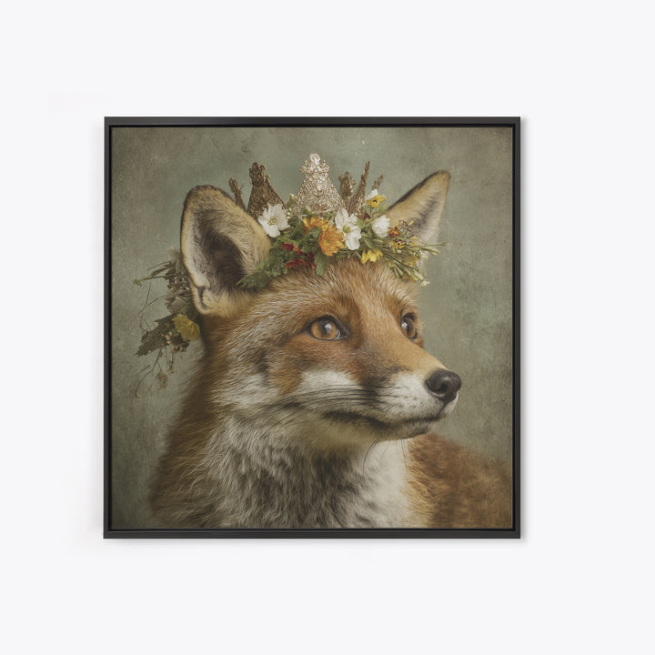 Fox Wearing a Tiny Crown Canvas Print, Whimsical Art, Printable Wall Art, Living Room Decor, Wonder, Abstract Wall Art, WHI-1x1-97