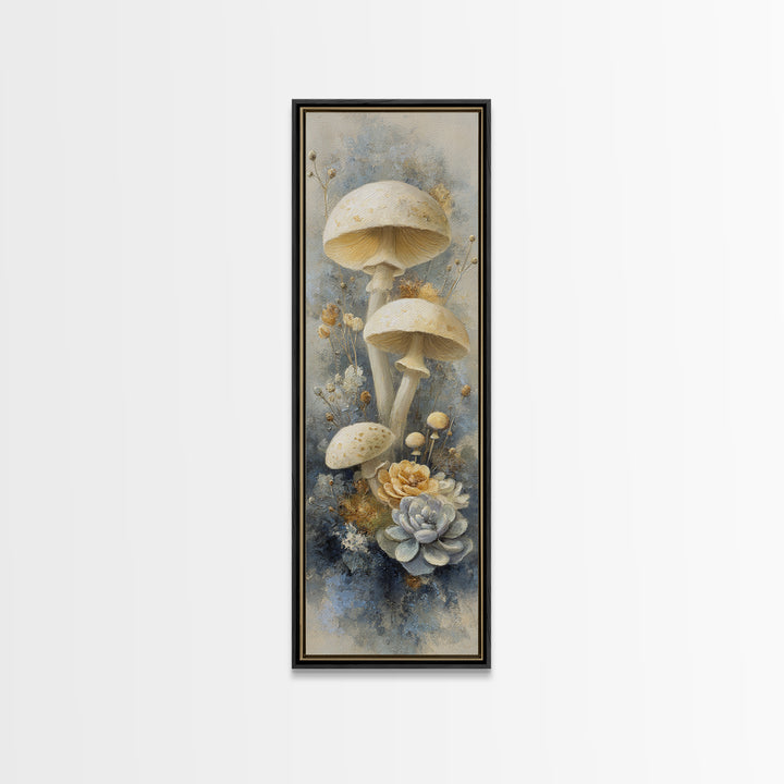 Teacup Garden with Tiny Mushrooms Canvas Print, Whimsical Art, Home Decor, Living Room Decor, Fine Art, Wonder, Digital Print, WHI-1x3-16