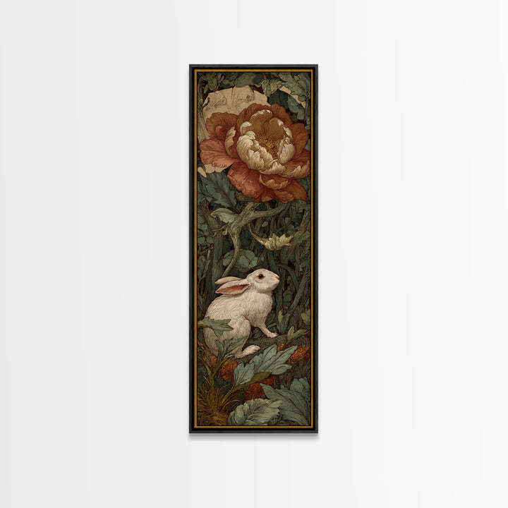 Rabbit Reading Beneath a Giant Flower Canvas Print, Whimsical Art, Wall Decor, Living Room Decor, Wonder, Printable Art, WHI-1x3-17