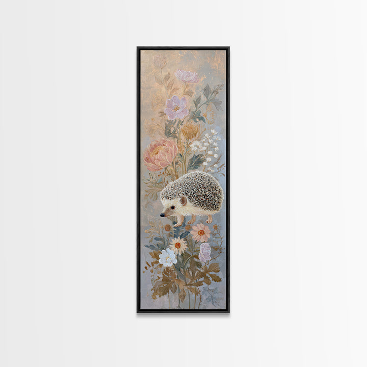 Hedgehog Carrying Wildflowers Canvas Print, Whimsical Art, Whimsical, Living Room Decor, Watercolor Art, Wonder, Nursery Art, WHI-1x3-27