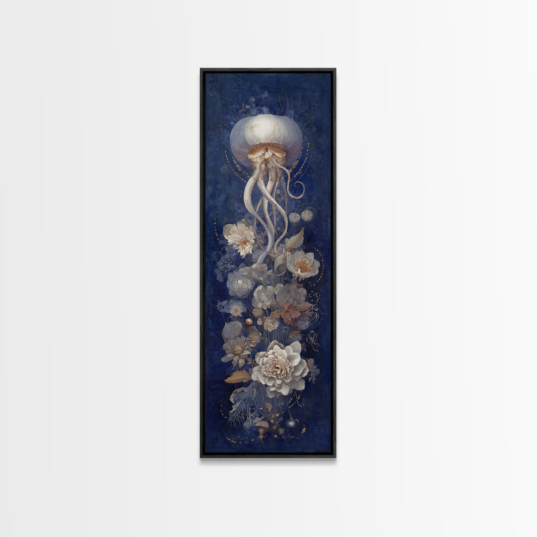 Octopus Conductor with Tiny Instruments Framed Canvas Print, Whimsical Art, Nursery Prints, Living Room Decor, Oil Painting, WHI-1x3-30