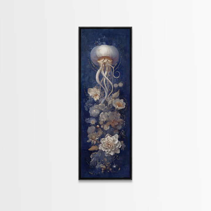 Octopus Conductor with Tiny Instruments Framed Canvas Print, Whimsical Art, Nursery Prints, Living Room Decor, Oil Painting, WHI-1x3-30
