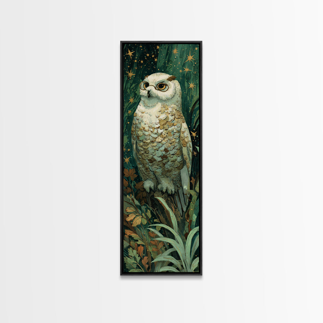 Owl Wearing Spectacles Among Stars Canvas Print, Whimsical Art, Neutral Decor, Living Room Decor, Fine Art, Wonder, Home Decor, WHI-1x3-42