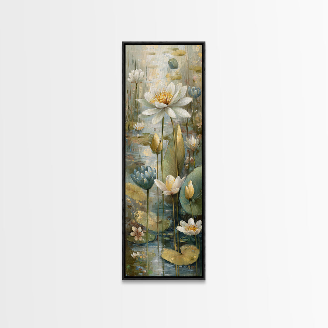 Frog Prince on a Lily Pad Canvas Print, Whimsical Art, Oil Painting, Living Room Decor, Fine Art, Wonder, Dark Academia Decor, WHI-1x3-44