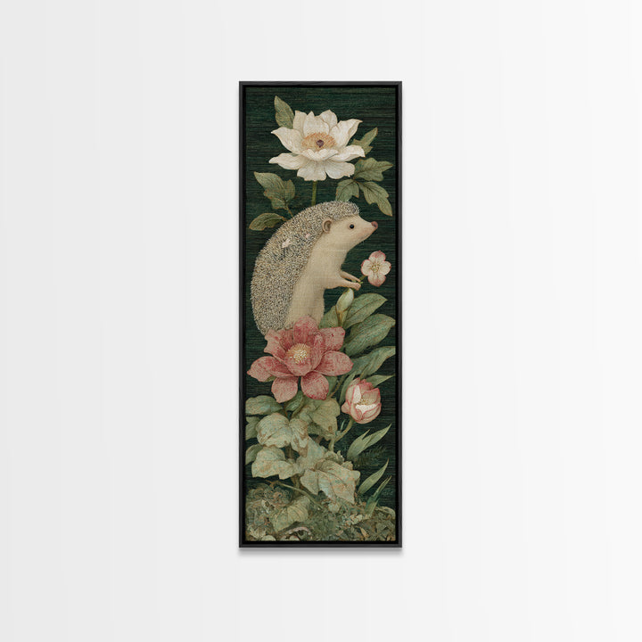 Hedgehog Carrying Wildflowers Canvas Print, Whimsical Art, Bird Art, Living Room Decor, Fine Art, Wonder, Textured Painting, WHI-1x3-51