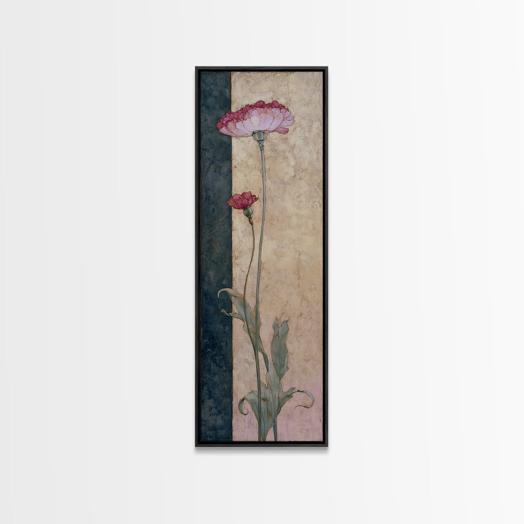 Robot Watering a Single Flower Canvas Print, Whimsical Art, Dark Academia Decor, Living Room Decor, Fine Art, Wonder, WHI-1x3-81
