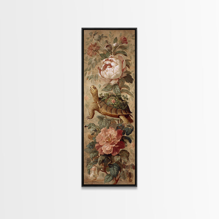 Turtle with Garden Growing on Shell Canvas Print, Whimsical Art, Boho Decor, Living Room Decor, Fine Art, Wonder, Digital Art, WHI-1x3-82
