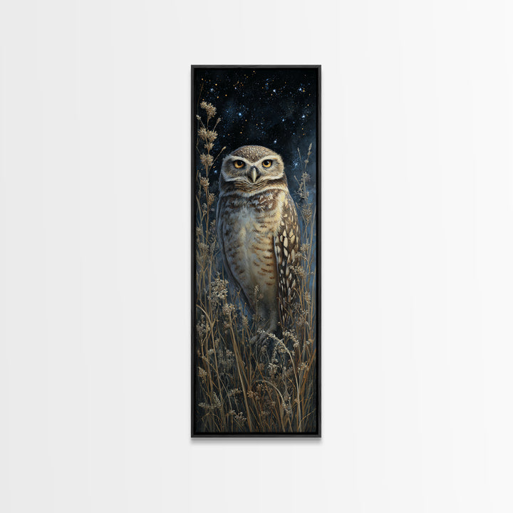 Owl Wearing Spectacles Among Stars Canvas Print, Whimsical Art, Wall Art, Living Room Decor, Oil Painting, Wonder, WHI-1x3-90