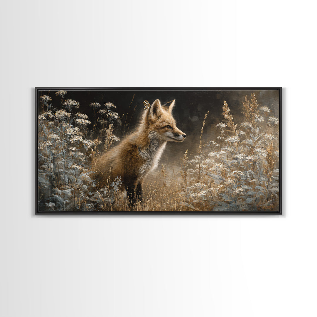 Fox Wearing a Tiny Crown Canvas Print, Whimsical Art, Printable Wall Art, Living Room Decor, Wonder, Abstract Wall Art, WHI-2x1-21