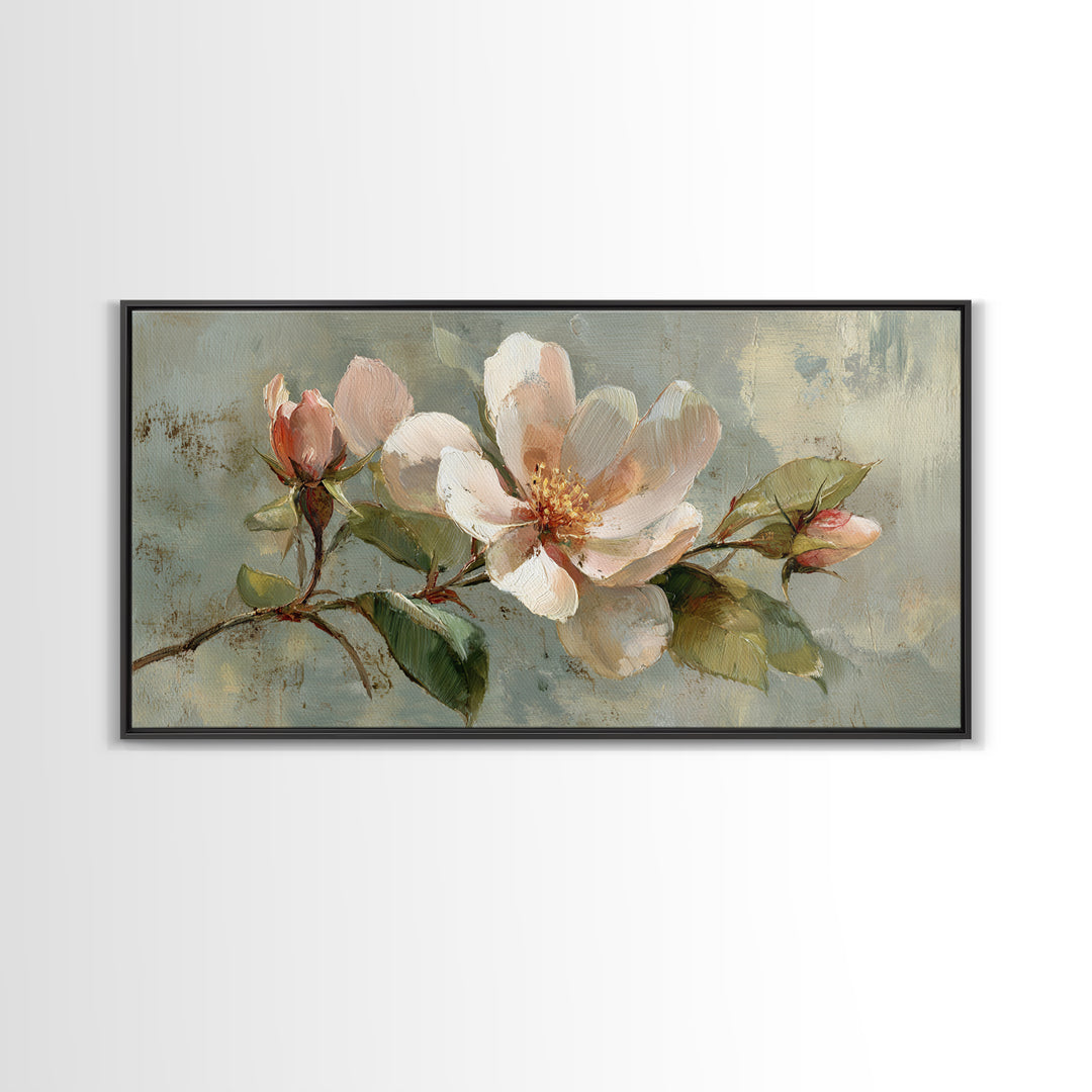 Robot Watering a Single Flower Framed Canvas Print, Whimsical Art, Art Nouveau, Living Room Decor, Wonder, Nursery Wall Decor, WHI-2x1-65
