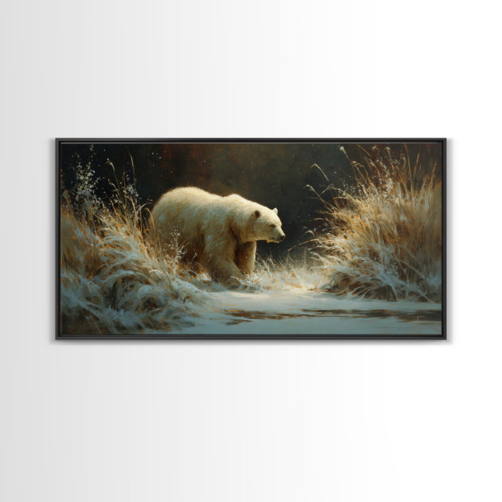 Bear Painting Stars Onto the Night Sky Canvas Print, Whimsical Art, Whimsical, Living Room Decor, Oil Painting, Wonder, WHI-2x1-77