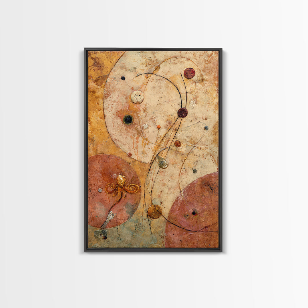 Octopus Conductor with Tiny Instruments Framed Canvas Print, Whimsical Art, Living Room Decor, Abstract Art, Wonder, WHI-2x3-26
