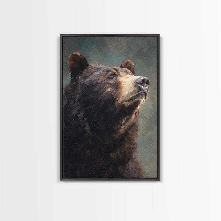 Bear Painting Stars Onto the Night Sky Framed Canvas Print, Whimsical Art, Art Nouveau, Living Room Decor, Abstract Art, Wonder, WHI-2x3-41