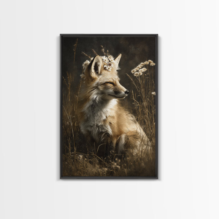 Fox Wearing a Tiny Crown Canvas Print, Whimsical Art, Dopamine Decor, Living Room Decor, Fine Art, Wonder, Fine Art Print, WHI-2x3-81