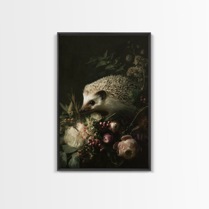 Hedgehog Carrying Wildflowers Canvas Print, Whimsical Art, Nursery Prints, Living Room Decor, Watercolor Art, Wonder, WHI-2x3-95