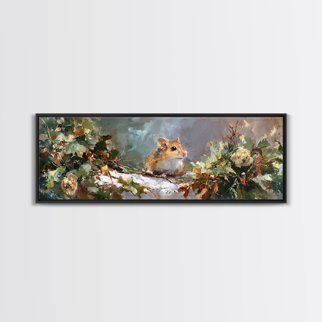 Mouse Ballerina in a Rose Garden Canvas Print, Whimsical Art, Fine Art Print, Living Room Decor, Watercolor Art, Wonder, WHI-3x1-3
