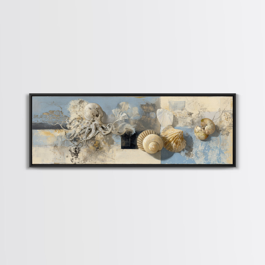 Octopus Conductor with Tiny Instruments Canvas Print, Whimsical Art, Art Nouveau, Living Room Decor, Abstract Art, Wonder, WHI-3x1-34