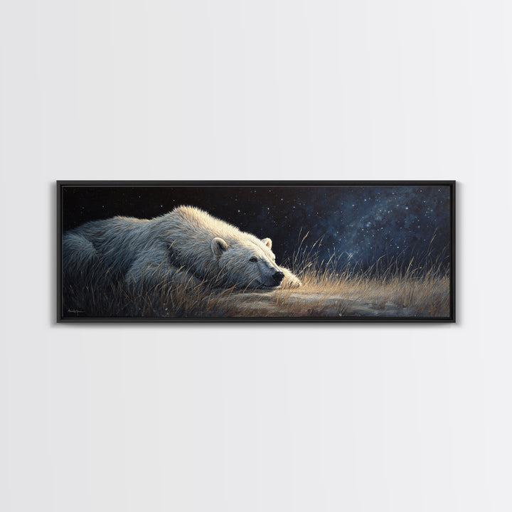 Bear Painting Stars Onto the Night Sky Canvas Print, Whimsical Art, Bird Art, Living Room Decor, Abstract Art, Wonder, WHI-3x1-49