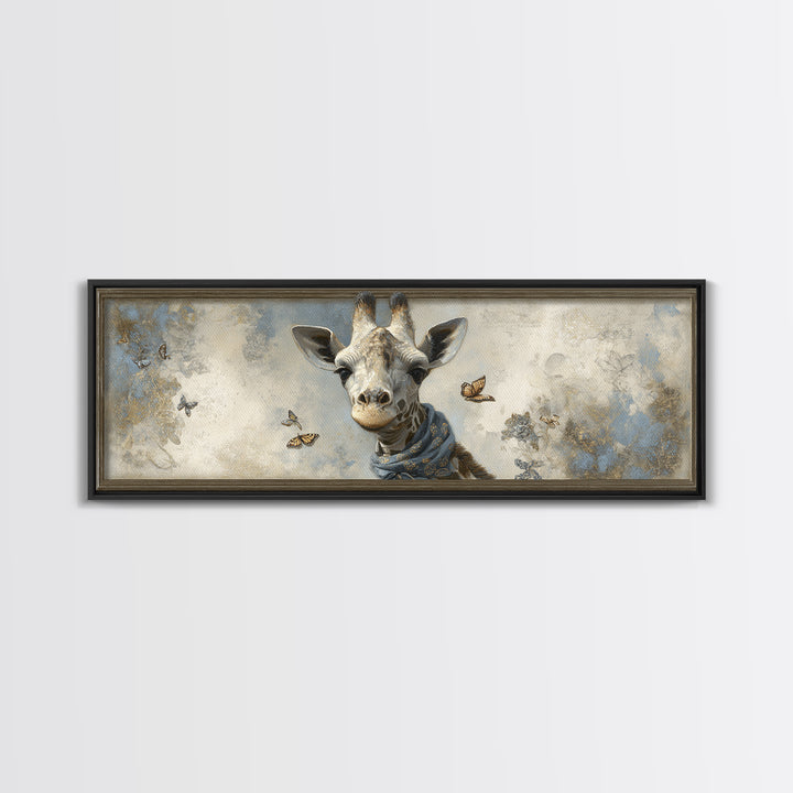 Giraffe with Scarf and Butterflies Canvas Print, Whimsical Art, Printable Art, Living Room Decor, Watercolor Art, Wonder, WHI-3x1-50