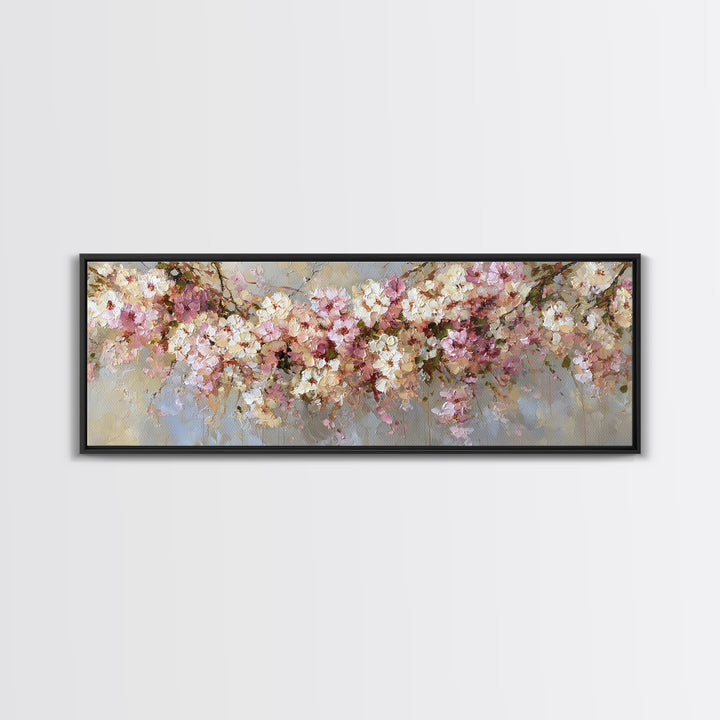 Magical Umbrella Raining Flowers Framed Canvas Print, Whimsical Art, Digital Art, Living Room Decor, Watercolor Art, Wonder, WHI-3x1-84