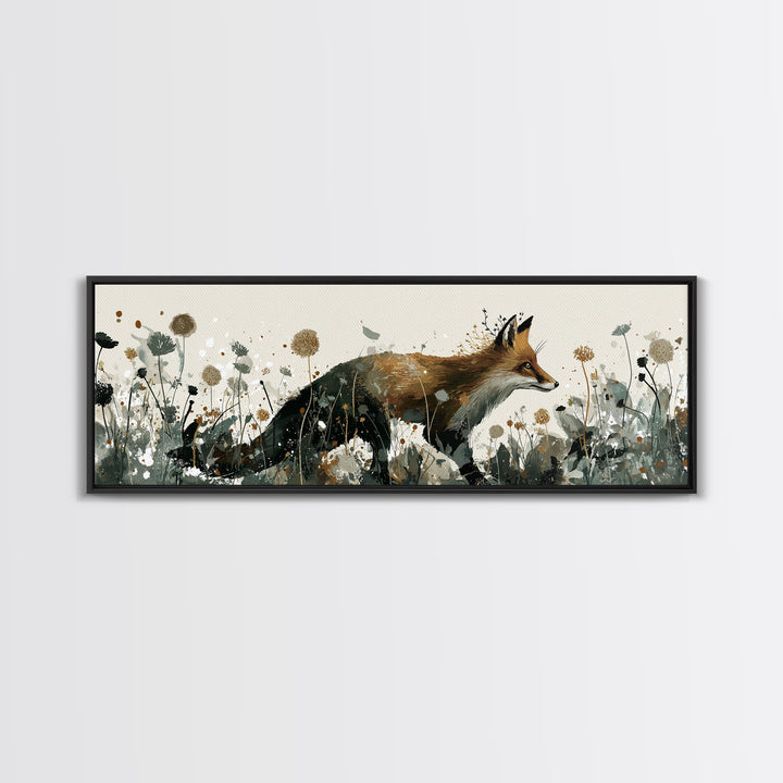 Fox Wearing a Tiny Crown Framed Canvas Print, Whimsical Art, Boho Decor, Living Room Decor, Fine Art, Wonder, Digital Art, WHI-3x1-89