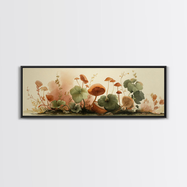 Teacup Garden with Tiny Mushrooms Canvas Print, Whimsical Art, Printable Wall Art, Living Room Decor, Fine Art, Wonder, WHI-3x1-92
