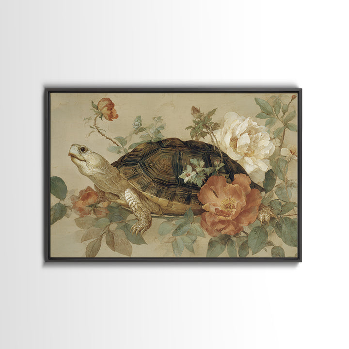 Turtle with Garden Growing on Shell Canvas Print, Whimsical Art, Printable Art, Living Room Decor, Fine Art, Wonder, Cat Art, WHI-3x2-26