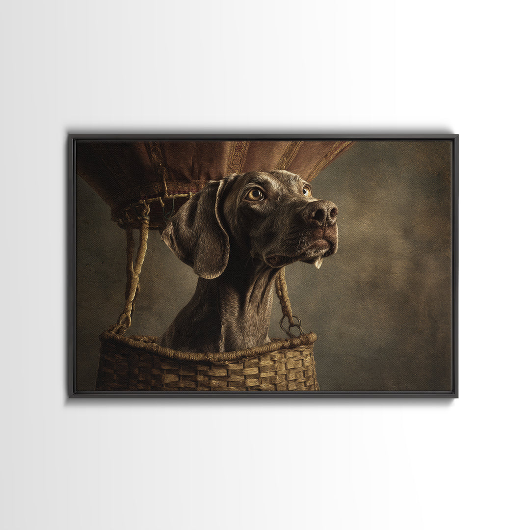 Dog in a Hot Air Balloon Canvas Print, Whimsical Art, Abstract Wall Art, Living Room Decor, Fine Art, Wonder, Neutral Decor, WHI-3x2-42