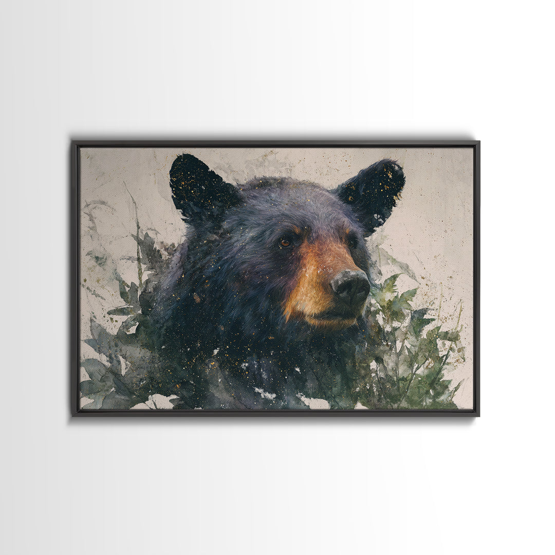 Bear Painting Stars Onto the Night Sky Canvas Print, Whimsical Art, Nursery Prints, Living Room Decor, Oil Painting, Wonder, WHI-3x2-61