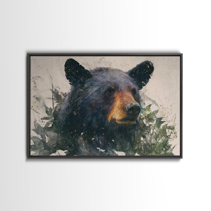 Bear Painting Stars Onto the Night Sky Canvas Print, Whimsical Art, Nursery Prints, Living Room Decor, Oil Painting, Wonder, WHI-3x2-61