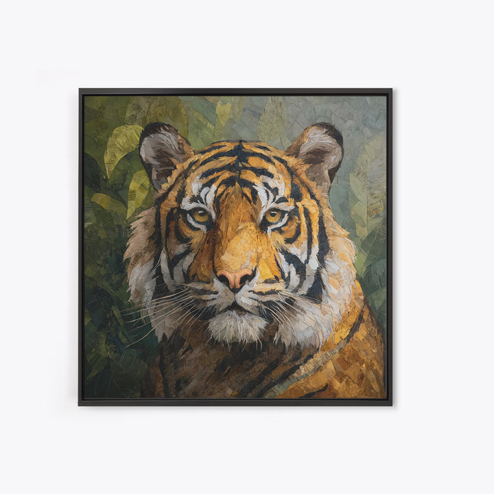 Tiger Portrait with Jungle Shadows Framed Canvas Print, Wildlife Art, Fine Art Print, Living Room Decor, Fine Art, Wild, WIL-1x1-53