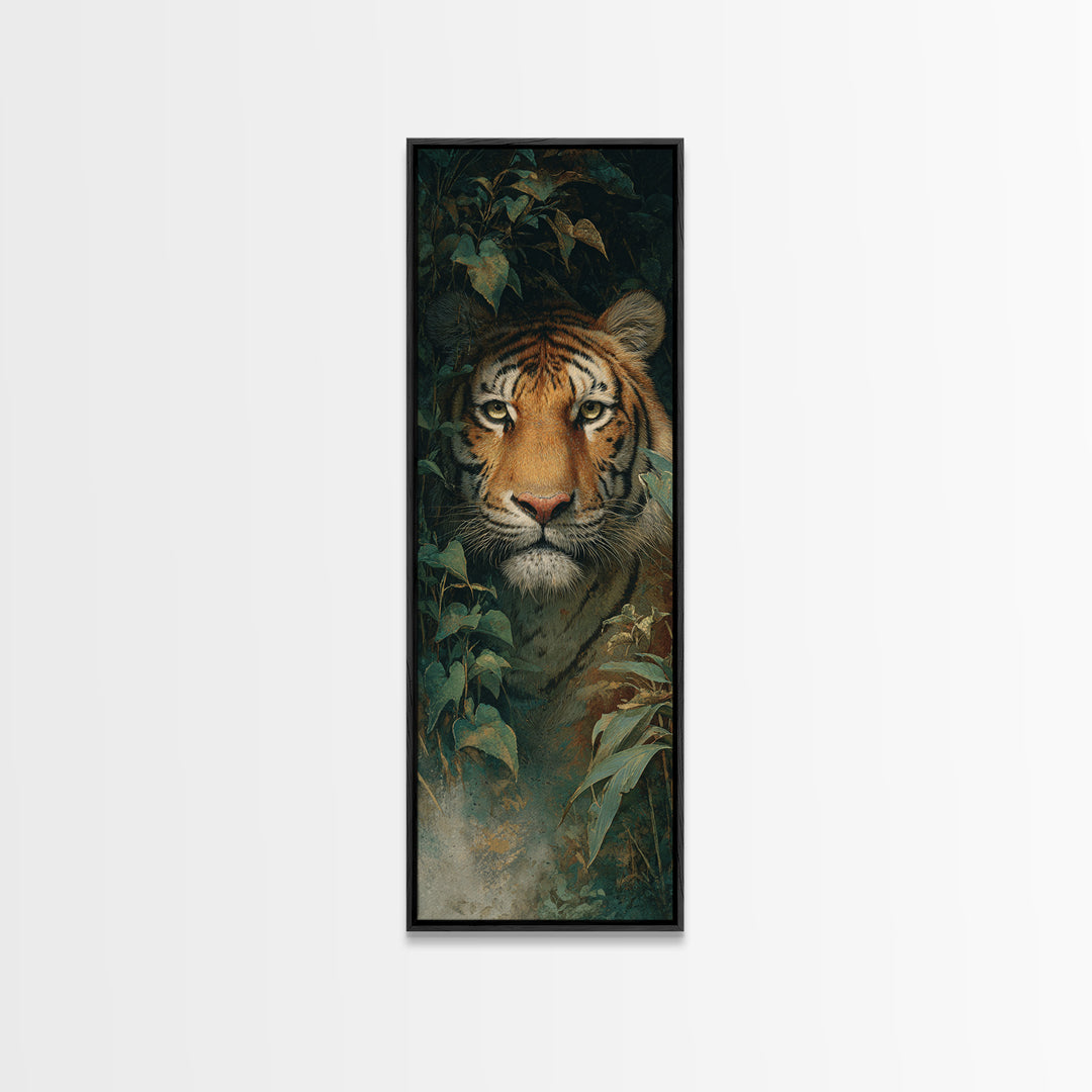 Tiger Portrait with Jungle Shadows Canvas Print, Wildlife Art, Room Decor, Living Room Decor, Fine Art, Wild, Large Wall Art, WIL-1x3-17