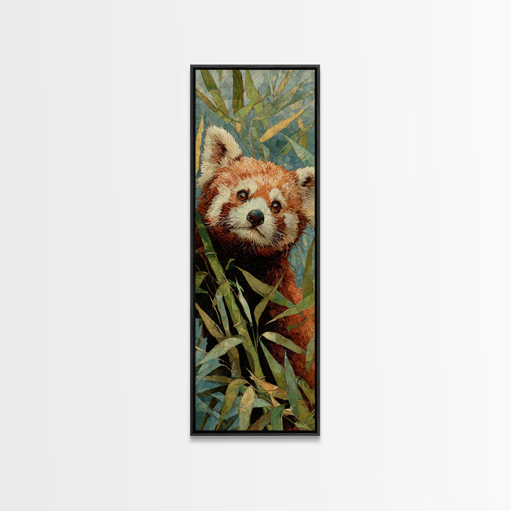 Red Panda Among Bamboo Leaves Canvas Print, Wildlife Art, Large Wall Art, Living Room Decor, Fine Art, Wild, Landscape Art, WIL-1x3-56
