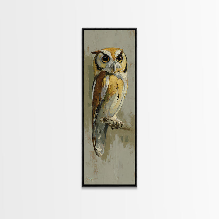 Owl Perched in Moonlit Woodland Canvas Print, Wildlife Art, Wall Art Print, Living Room Decor, Fine Art, Wild, Canvas Painting, WIL-1x3-72