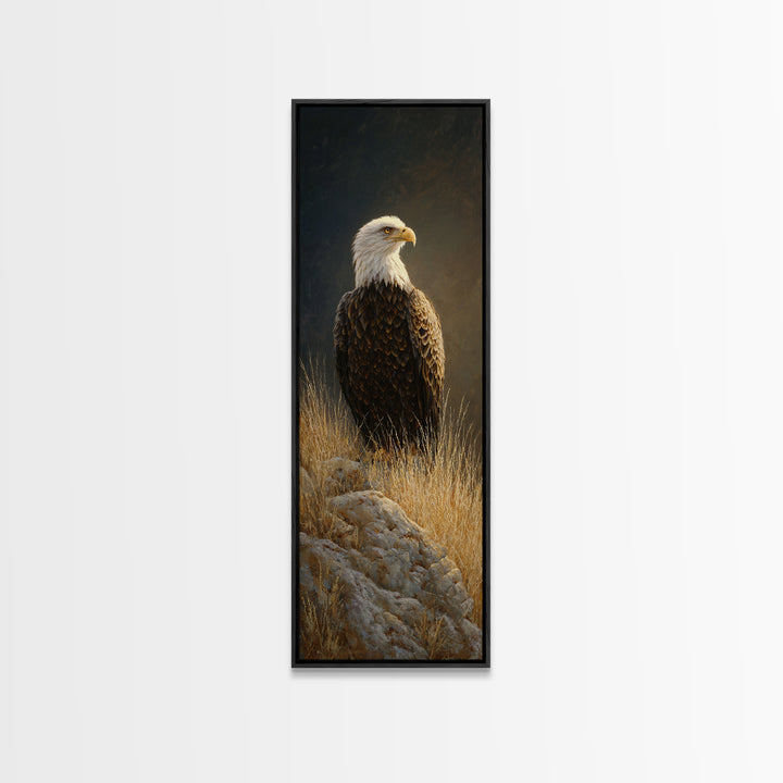 Eagle Soaring Above Rocky Cliffs Canvas Print, Wildlife Art, Art Print, Living Room Decor, Oil Painting, Wild, Digital Wall Art, WIL-1x3-90