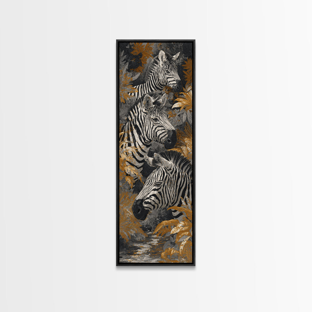 Zebra Herd in Graphic Black and White Canvas Print, Wildlife Art, Nature Wall Art, Living Room Decor, Fine Art, Wild, WIL-1x3-95