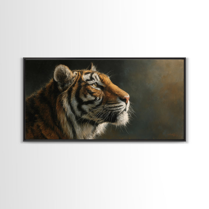 Tiger Portrait with Jungle Shadows Canvas Print, Wildlife Art, Digital Wall Art, Living Room Decor, Fine Art, Wild, Modern Art, WIL-2x1-49