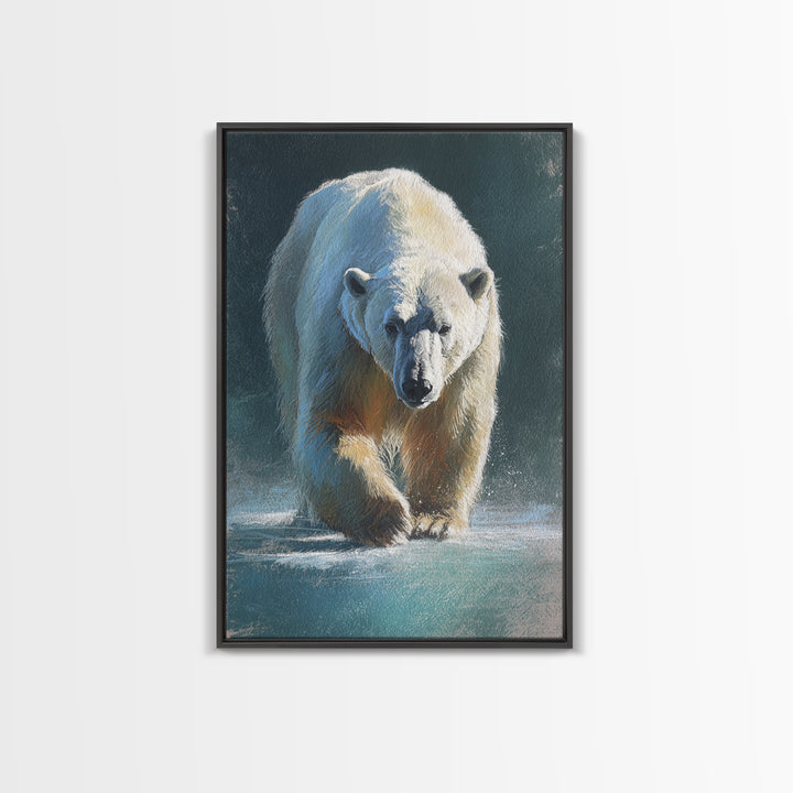 Polar Bear Crossing Blue Ice Canvas Print, Wildlife Art, Art Print, Living Room Decor, Fine Art, Wild, Digital Wall Art, WIL-2x3-23
